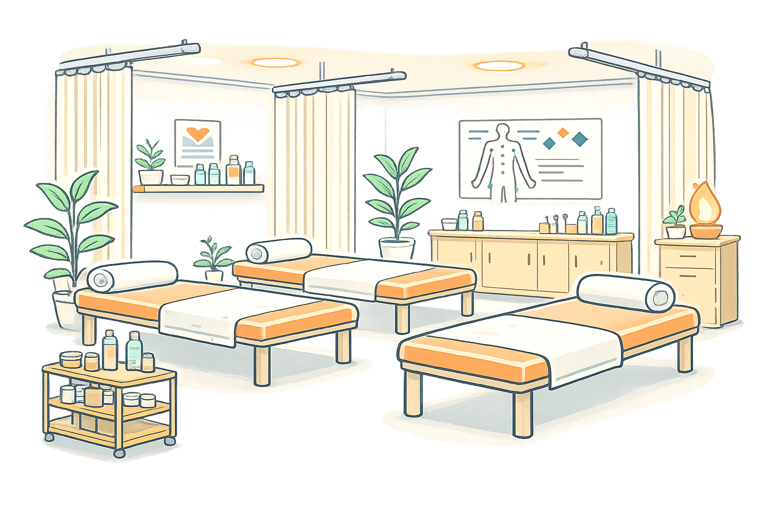 Illustration of a calm treatment room